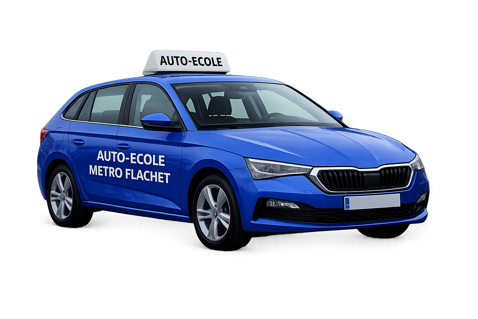 Skoda Scala bleue Auto École Métro Flachet